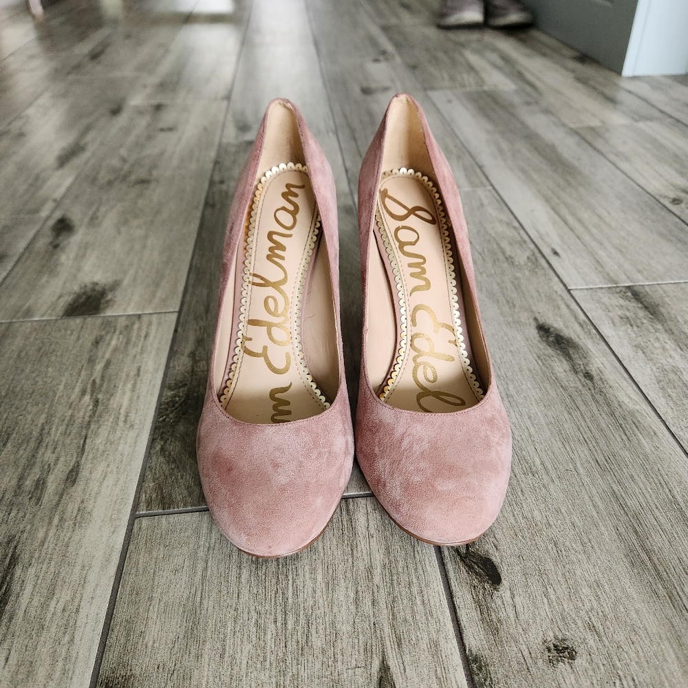 Sam Edelman Womens Size 8.5 Stillson Suede Pump Rose High Heel Round Toe